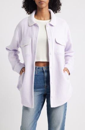 Thread & Supply Whipstitch Detail Polar Fleece Shirt Jacket in Lavender Cream at Nordstrom Rack, Size X-Small
