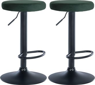Clp Set De 2 Taburetes De Bar Ponte En Terciopelo Verde