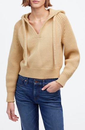 Madewell Open Neck Rib Hoodie in Summer Dune at Nordstrom Rack, Size Xx-Small
