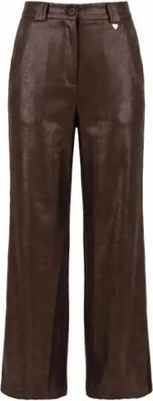 Am&eacute;lie & Am&eacute;lie Cardiff Broeken - Dames - Wijde Broeken - Bruin - XS - Polyester - Broeken