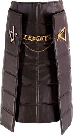 Bottega Veneta Chain Link Chocolate Brown Padded Two Piece Skirt Size XS