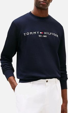 Tommy Hilfiger Mens Tommy Hilfiger Mens Fleece Sweatshirt Embroidered Logo Pullover Crew Neck Jumper - Navy - Size: 34