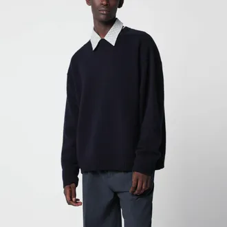 STUDIO NICHOLSON Maglione Hemyl blu navy scuro in lana dagnello inglese