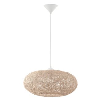 Loops Pendant Ceiling Light Colour White Shade Beige Paper Threads Bulb E27 1x60W