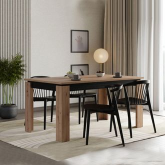 Dmora Mesa Fija Ulass, 8 Plazas, Rectangular, Acabado Roble Nudos, 160x90x77h Cm, Marr&oacute;n Roble Nudos