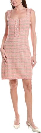Misook Misook Fringe Trim Tweed Knit Mini Dress