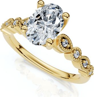 Pompeii3 1.10 - 6.10Ct Oval Diamond Engagement Ring 14k Gold Lab Grown