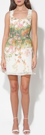 Adelyn Rae Isla Cutout Tie Back Mini Sundress in Cream/Green at Nordstrom, Size X-Small