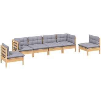 vidaXL Juego De Muebles De Jard&iacute;n 6 Pzas Y Cojines Madera Maciza Pino Vidaxl