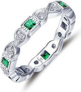 Lafonn Simulated Diamond & Birthstone Band Ring in Emerald/white at Nordstrom Rack, Size 7