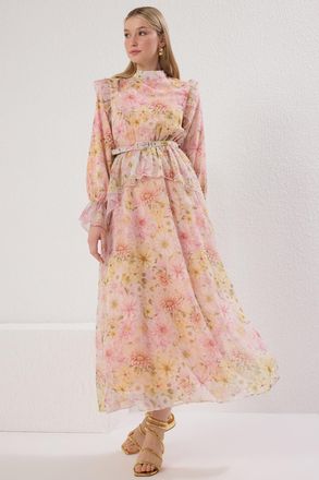 Trendyol Modest Dames Meerkleurig Bloemen Maxi Lang Avond / Dagelijks A-lijn Modest Jurken