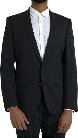 Dolce & Gabbana Zwarte Martini Slim Fit Blazer Jas - Heren - Business blazers - Zwart - M - Wol - Kostuums