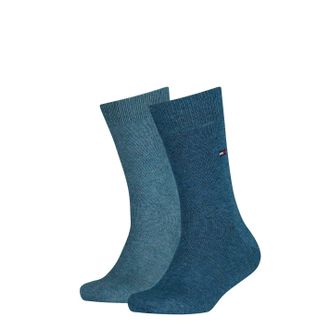 Tommy Hilfiger Classic Mens Socks - Mens Accessories - Tommy Hilfiger Mens Socks - Signature Embroidered Logo - 2 Pack - Blue