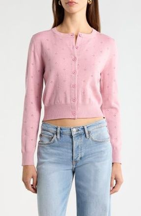 ASTR the Label Denise Button Front Cardigan in Pink at Nordstrom Rack, Size Medium