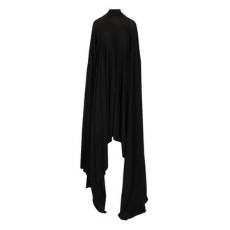 Balenciaga Kleedjes, Dames, Zwart, S, Satijn, Asymmetrische jurk met cape-effect van satijn-jersey