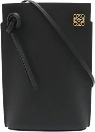Loewe Pre-owned Cross Body Bags, female, Black, Size: ONE SIZE Pre-owned Anagram Dice Pocket Classic Calf Shoulder Bag