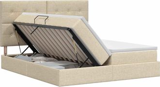 vidaXL Cama Con Almacenamiento Con Cabecera Crema 180 X 200 Cm Tela Vidaxl