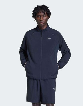 adidas Originals Tech Trefoil Essentials - Felpa con cappuccio nera con zip-Nero