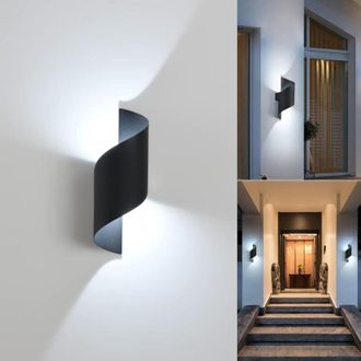 OEM Aplique Led De Pared Para Interior Y Exterior, 10 W, 6000 K, Blanco Fr&iacute;o, Iluminaci&oacute;n De Arriba A Abajo, Resistente Al Agua Ip65, Espiral De Metal Par