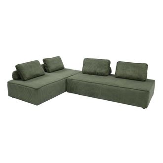Sweeek Sof&aacute; modular de pana, 4 plazas, verde
