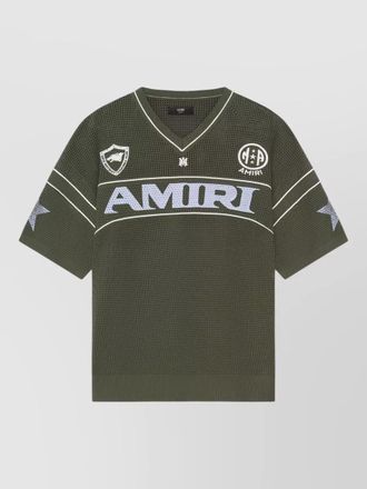 Amiri sport mesh t shirt ribbed hem v neck
