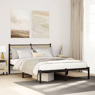 Berkfield Home Metal Bed Frame without Mattress Sonoma Oak 140x190 cm in Brown