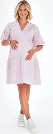 Accouchée Waterfall Tie Waist A-Line Maternity/Nursing Wrap Dress in Pink at Nordstrom, Size Large