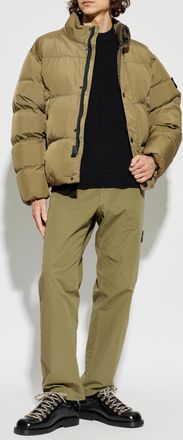 Stone Island Down Jacket With Stand-up Collar, Mens, Beige