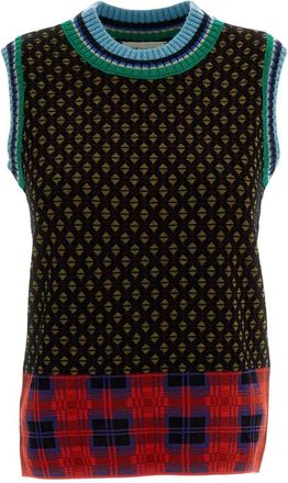 Dries Van Noten Gebreide top met ronde hals - Dames - Ronde hals truien - Veelkleurig - S - Truien & Vesten