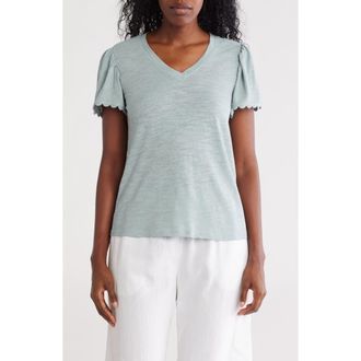 Caslon Scallop Trim T-Shirt in Grey Blue at Nordstrom Rack, Size Xx-Small