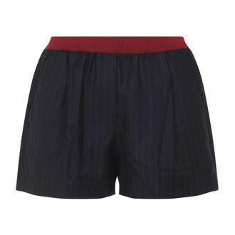 Miu Miu Short Shorts, female, Blue, S, Blue Pinstriped Wool Shorts