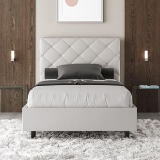 Les Tendances Les Tendances - Letto matrimoniale francese contenitore imbottito 140x190 similpelle bianco Priya