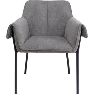Kare Design Silla con reposabrazos de poli&eacute;ster gris y acero negr