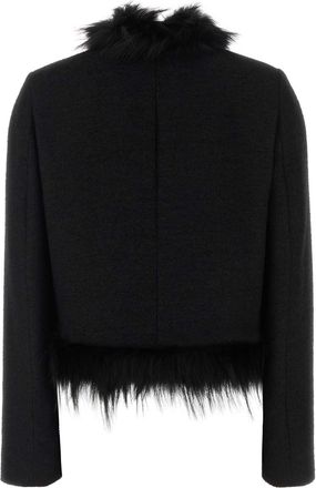 Fendi Wool Boucl&eacute; with Fox Fur Trim Jacket - Black