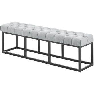 Clp Clp - Taburete Pie De Cama Amun Tela & Negro Gris 150 Cm