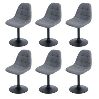 Hhg Hhg - Juego De 6 Silla De Comedor 842, Silla De Cocina Silla Giratoria, Acero Mvg Tela/textil Boucl&eacute; (450g/m&sup2;), Gris Oscuro