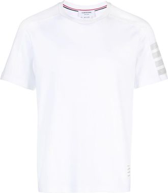 Thom Browne Kurzarm-T-Shirt mit 4-Stab-Streifen aus Milano-Baumwolle