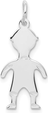 Diamond2Deal 14k White Gold.018 Depth Engravable Boy Charm Pendant