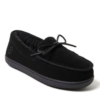Dearfoams Mens Douglas Genuine Suede Moccasin House Shoe Slipper