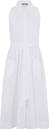 Moschino Lange Mouwloze Jurk - Dames - Shirt Kleedjes - Wit - S - Katoen - Kleedjes