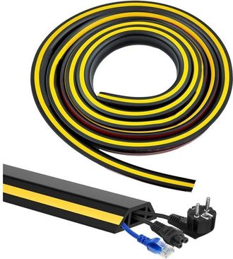 OEM Cubierta Autoadhesiva Para Cables De Suelo, 400 Cm, Protector De Cables De Suelo Flexible De Pvc Negro, Protector De Cables De Suelo F&aacute;cil De Cortar C