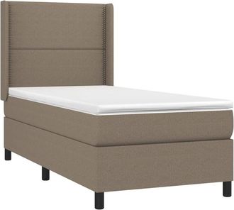 vidaXL Cama Box Spring Con Colch&oacute;n Tela Gris Taupe 90x200 Cm Vidaxl