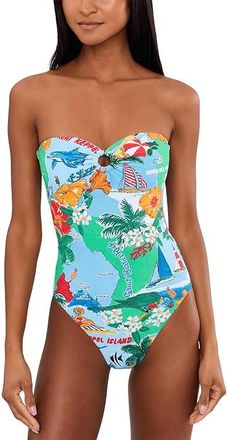 Seafolly Viva Vacation Bandeau One-Piece Womens Swimsuits One Piece Powder Blue : AUS 14 (US Womens 10), Elastane/Nylon