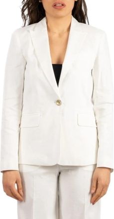Pinko Freda Blazer - Dames - Blazers - Wit - S - Katoen - Jassen