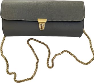 Made in Italy Womens Genuine Leather Baguette Bag In Grey