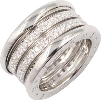 Bulgari Silver Clear White Gold (18K) Band Ring (Pre-Owned)