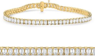 Pompeii3 7Ct Emerald Cut Diamond Tennis Bracelet 7 14k Yellow Gold Size: 7