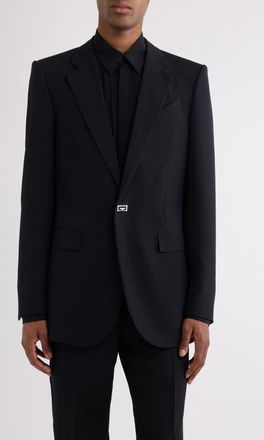 Givenchy New Metal Detail Wool Blazer in 001-Black at Nordstrom, Size 36 Us