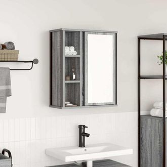 vidaXL Mueble De Ba&ntilde;o De Pared Con Espejo Gris Sonoma 50x21x60 Cm Vidaxl