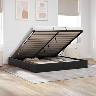 vidaXL Vidaxl Letto Ottomano Nero King Size Similpelle